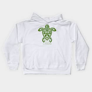 Green Tribal Turtle / Grand Cayman Kids Hoodie